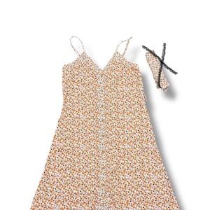 Floral Midi Dress in Orange and White